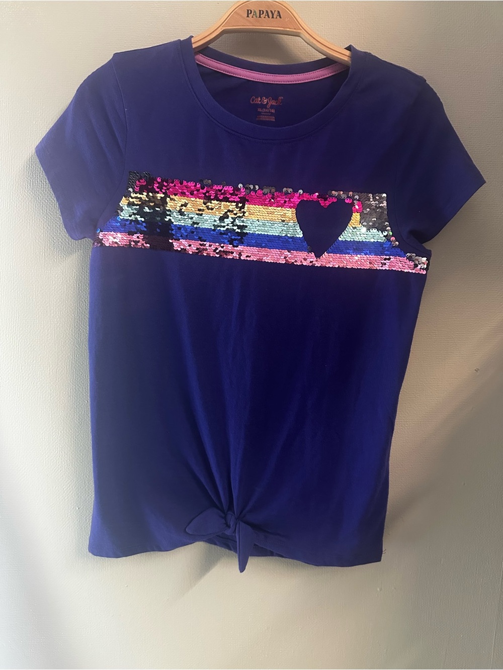 Cat & Jack Purple Short-Sleeve Tee with Rainbow Sequin Heart